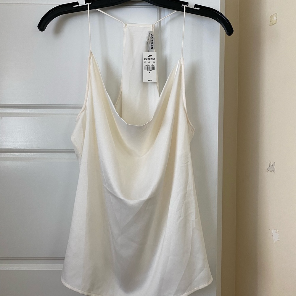 Satin Cowl Neck Racer Back Top